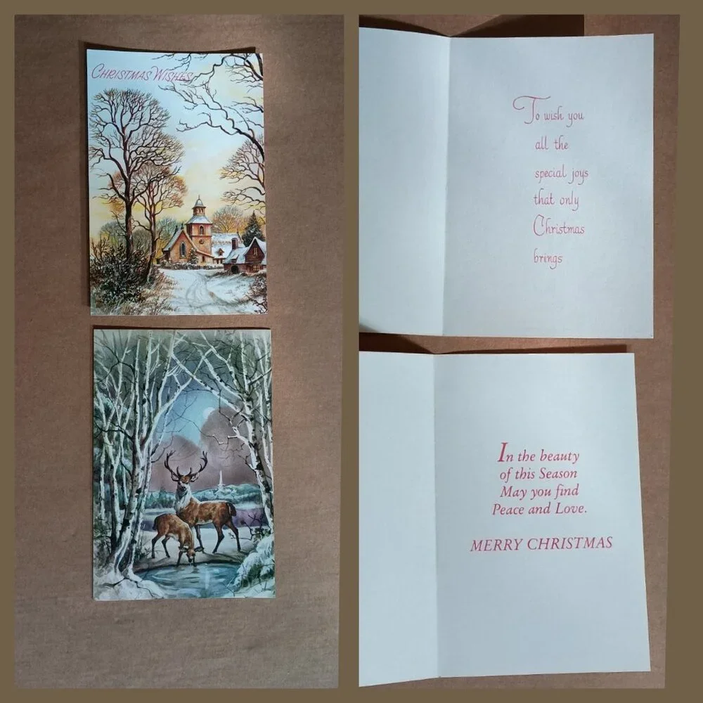 20 unused vintage Christmas holiday greeting cards with envelopes